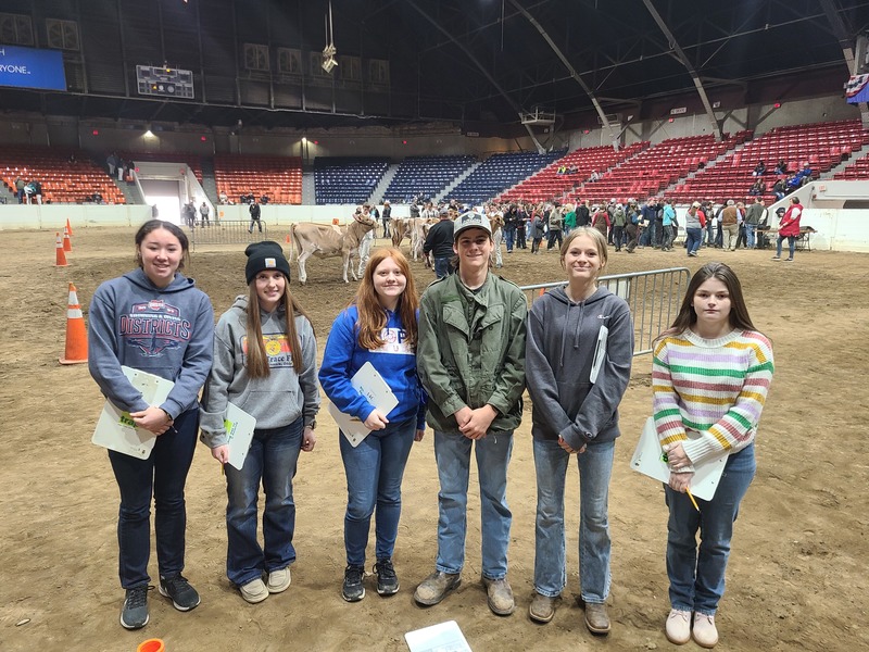 ZT FFA Dairy Cattle team members Malia Vick, Delaney McCluskey, Kylie Arthur, Isaac Detty, Brooklynn Fisher-Riffle and Sarah McGraw participated in the state contest March 30.